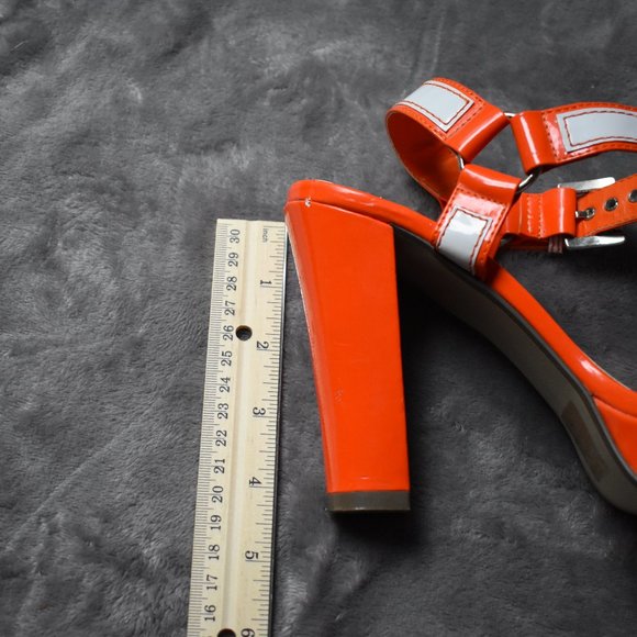 Hot Gossip Platform Sandals Sz 8- Orange/White - Picture 15 of 16